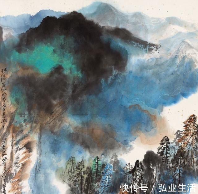 笔力$何海霞的《山水图》,气势不输张大千,笔力雄健而且厚重感强