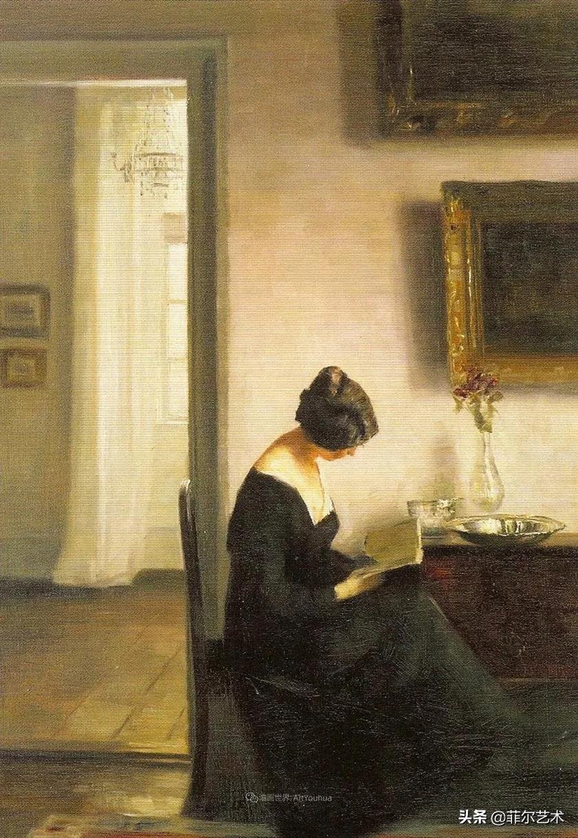 kol|丹麦画家卡尔·维尔赫姆笔下油画里安静的女子，奇妙的光影