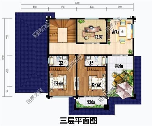 效果图|5开间三层自建房设计图,简单大气,把田园美景送到家