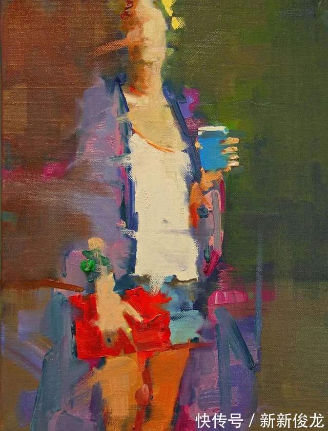 画家@她以生动、动感和现代的笔触,描绘画面