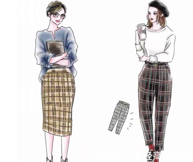 格纹 3种穿衣状态,你是哪一种早秋最美“手绘穿搭”,只教穿衣干货!