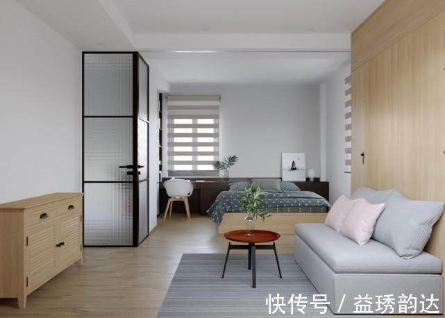 小沙发|将灰蓝色与木色调混合在一起，温暖的现代风格设计