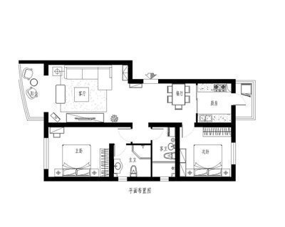 卧室|65平现代风小户型设计,书桌和置物台设计充分利用了空间