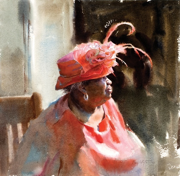 画标$美国水彩人物画家玛丽怀特:一张A4大小的水彩画标上万美元