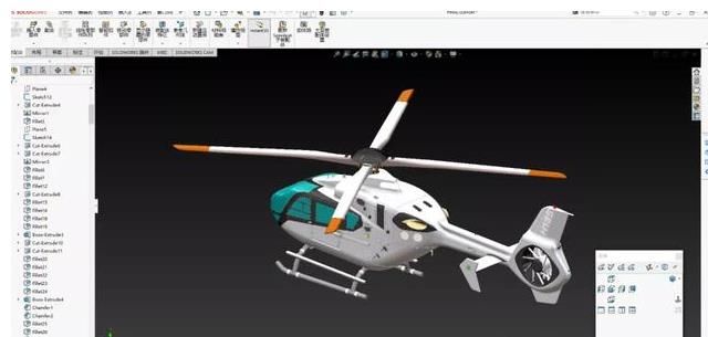 直升机|空客直升机 H135模型Solidworks2016格式