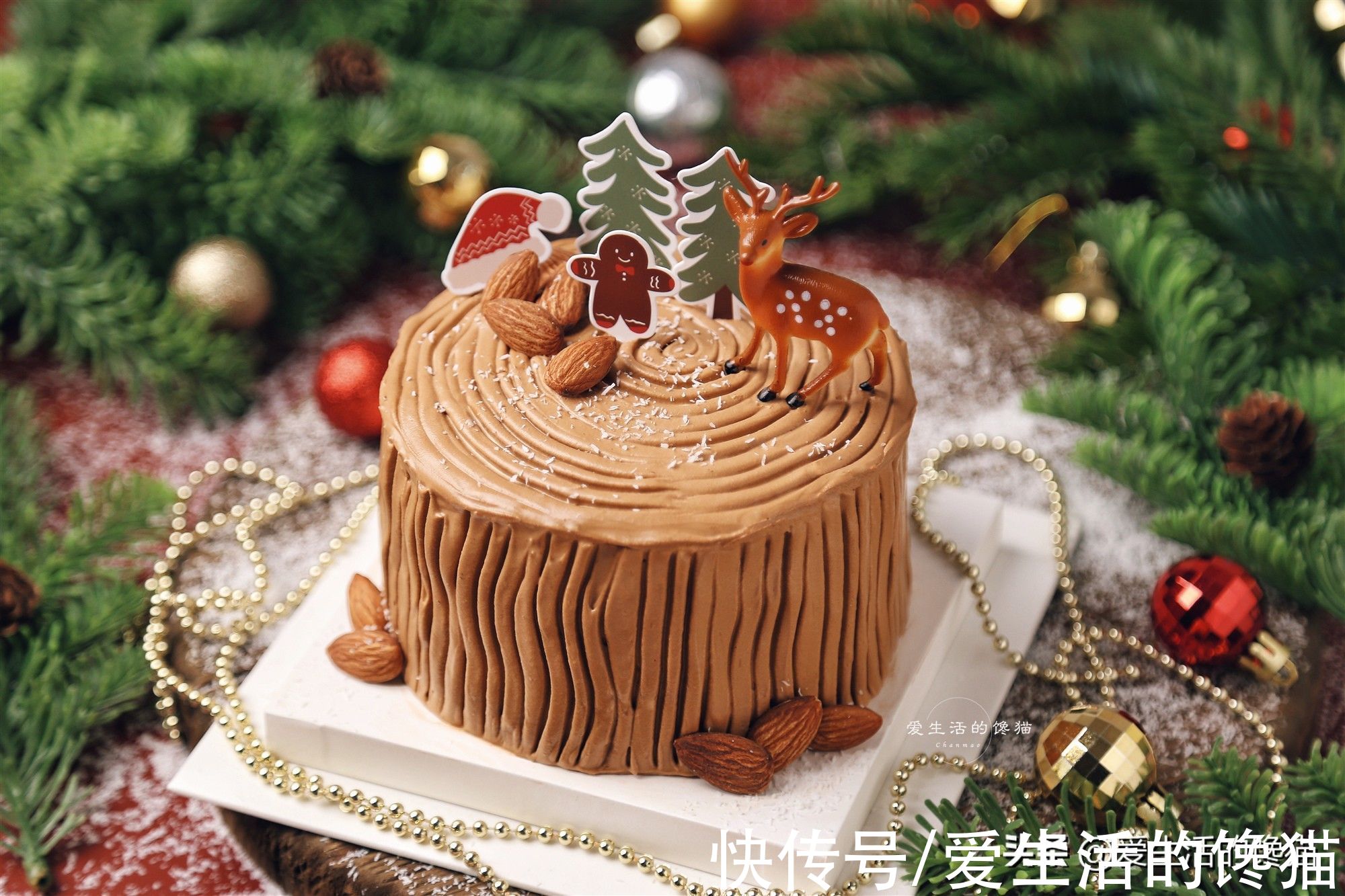 圣诞树桩蛋糕不用买,在家做,造型逼真味道好,手残党轻松成功