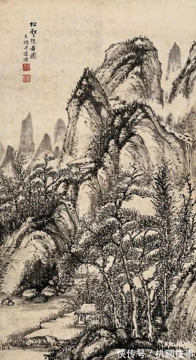 西岩松雪图@清初四大画僧笔下的意境山水,不只是养眼