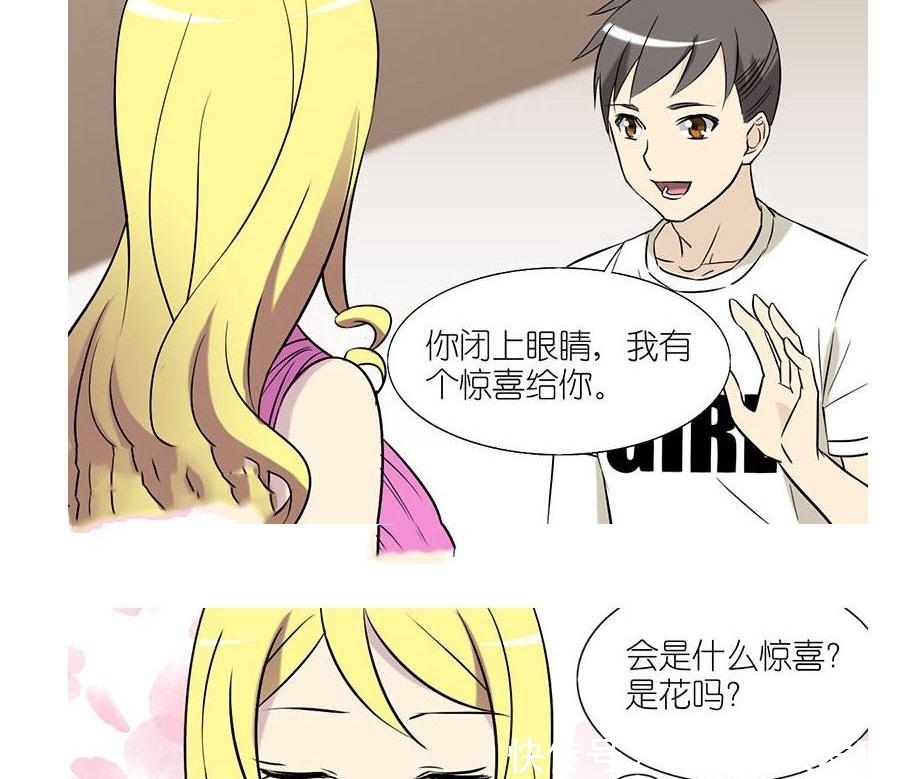 搞笑漫画，美女与男子聚餐，男子让美女把眼睛闭上，做这样的事！