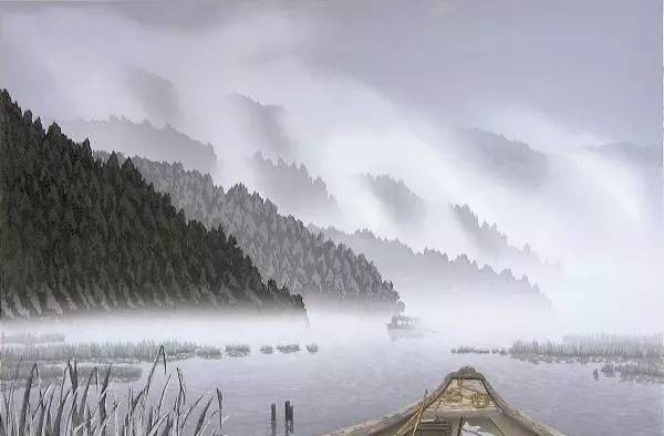 中国唐朝的斑斓山色水月之美