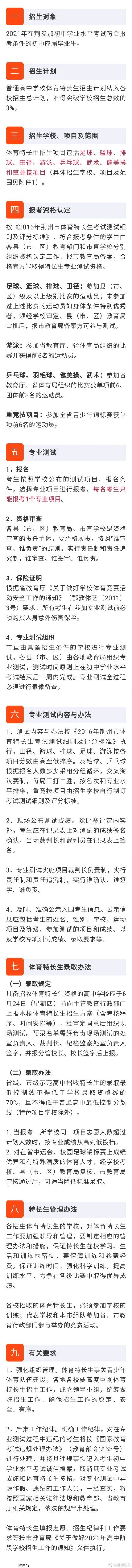 通知|荆州市教育局发布通知！事关普高体育特长生招生