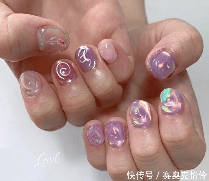 温柔可爱的果冻感美甲,拿图去做!