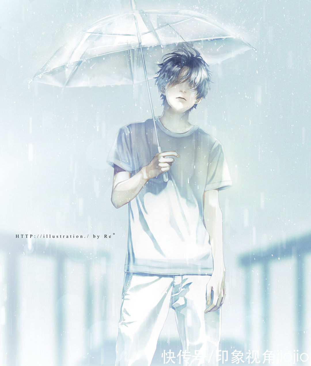 光影！光影中的美少年插画，淡淡的色彩表达颇具美感