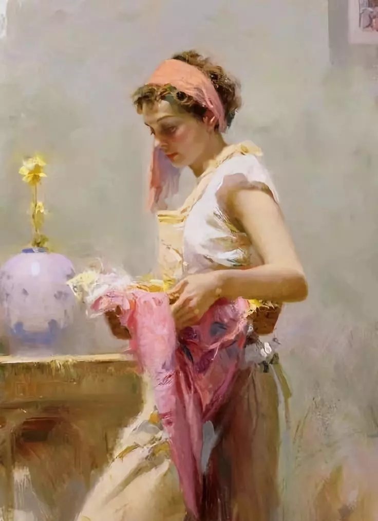 人物#皮诺德埃尼的油画人物，色彩斑斓，动静结合，光彩照人