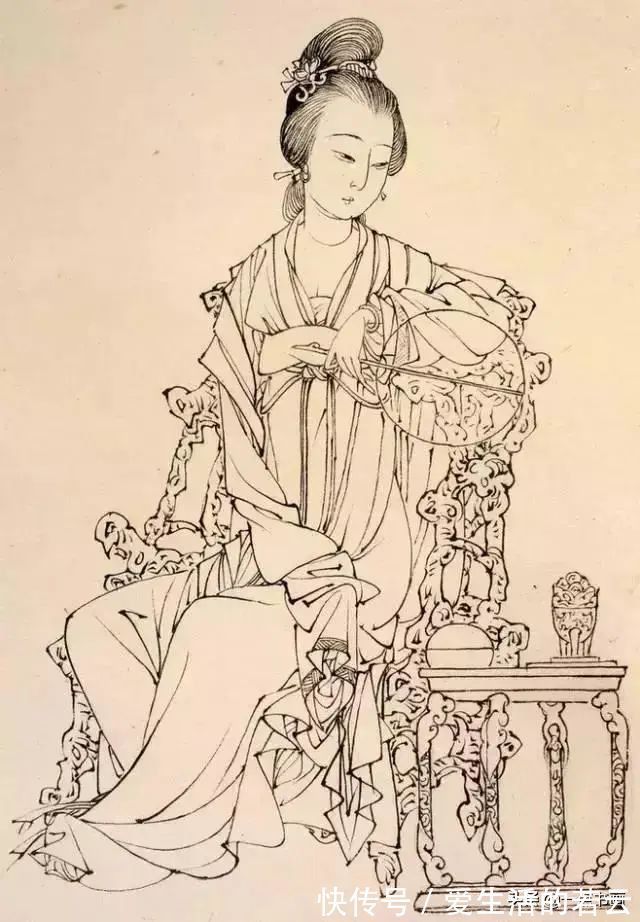 基本功@他的白描被评为“当代第一”,画仕女独辟蹊径