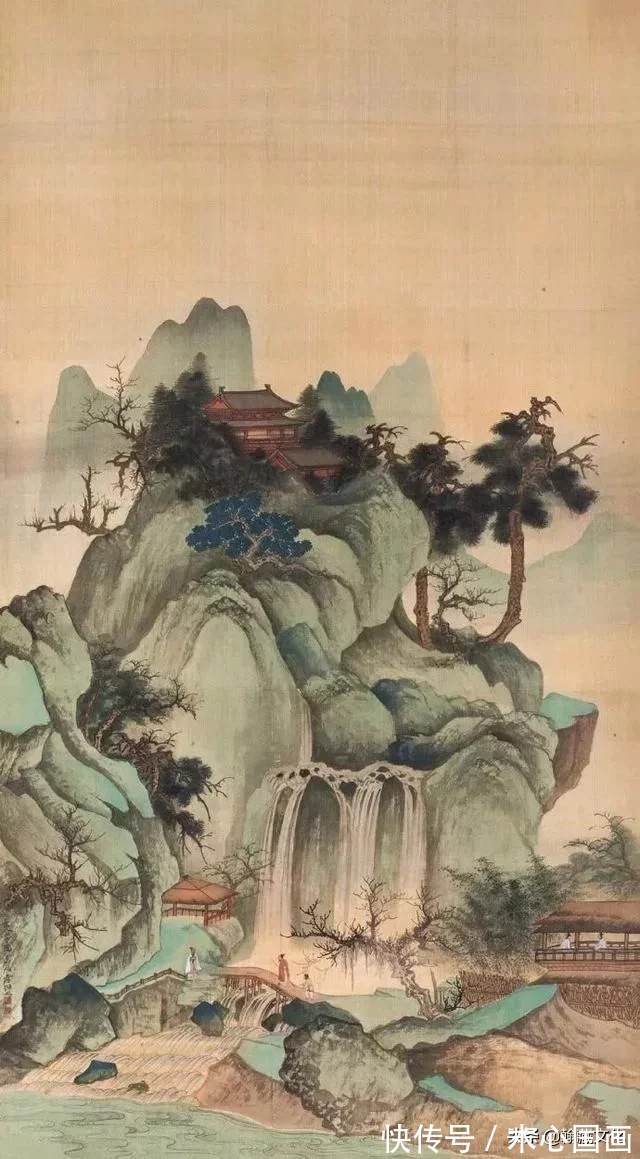 自成家法@张大千先生青绿山水欣赏:金碧辉映 自成家法