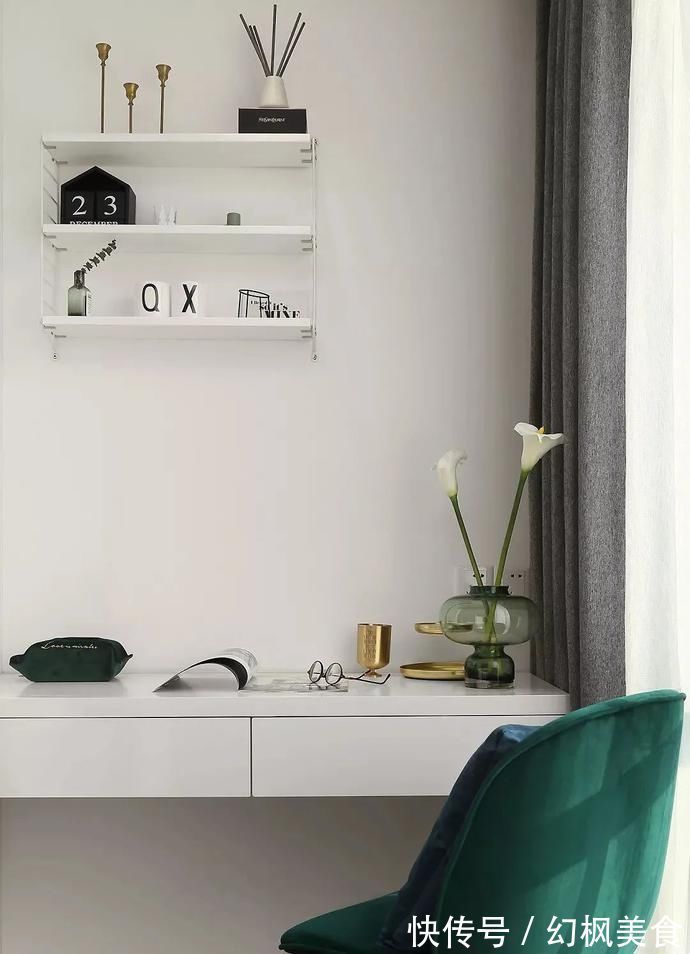 墨绿色|107㎡现代轻奢风格装修,时尚精致演绎优雅品位