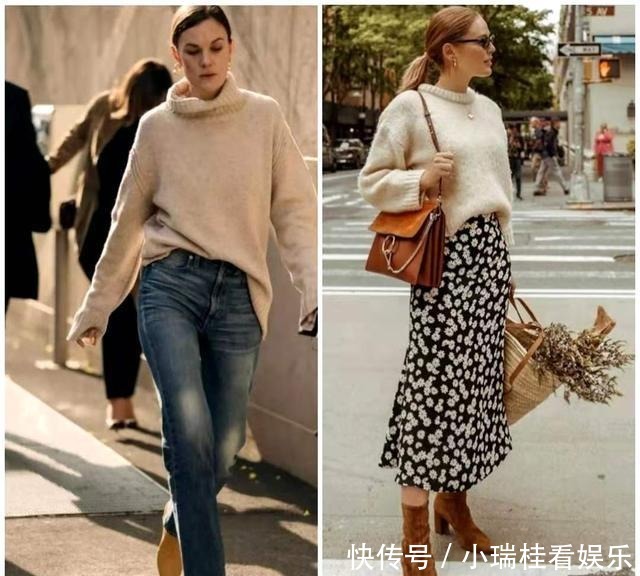 修饰|不得不说,冬天毛衣这样穿!时髦显高还能修饰腿型,原来都穿错了