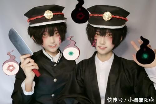 史上最可爱花子君cos双胞胎颜值高，阿司抱阿普的画面太美好