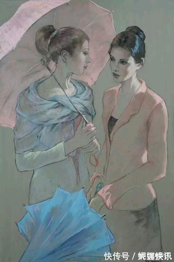 女画家$乌克兰女画家色粉画作品,跳舞的姑娘可真美