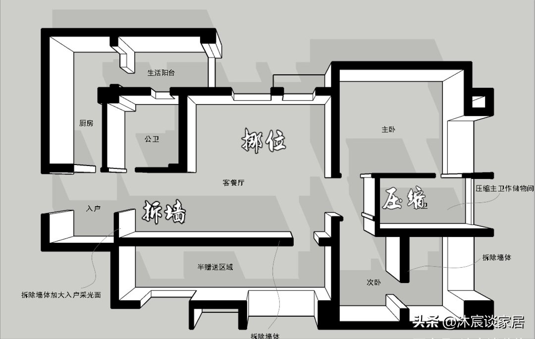 挪位|拆墙挪位后，她让小家实现“大横厅”，采光好，动线流畅，好舒服