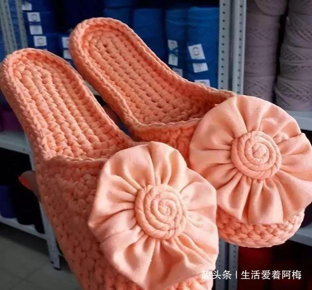 拖鞋&家里有织女，拖鞋不用买，布条钩一双好看又好穿！手工编织附教程