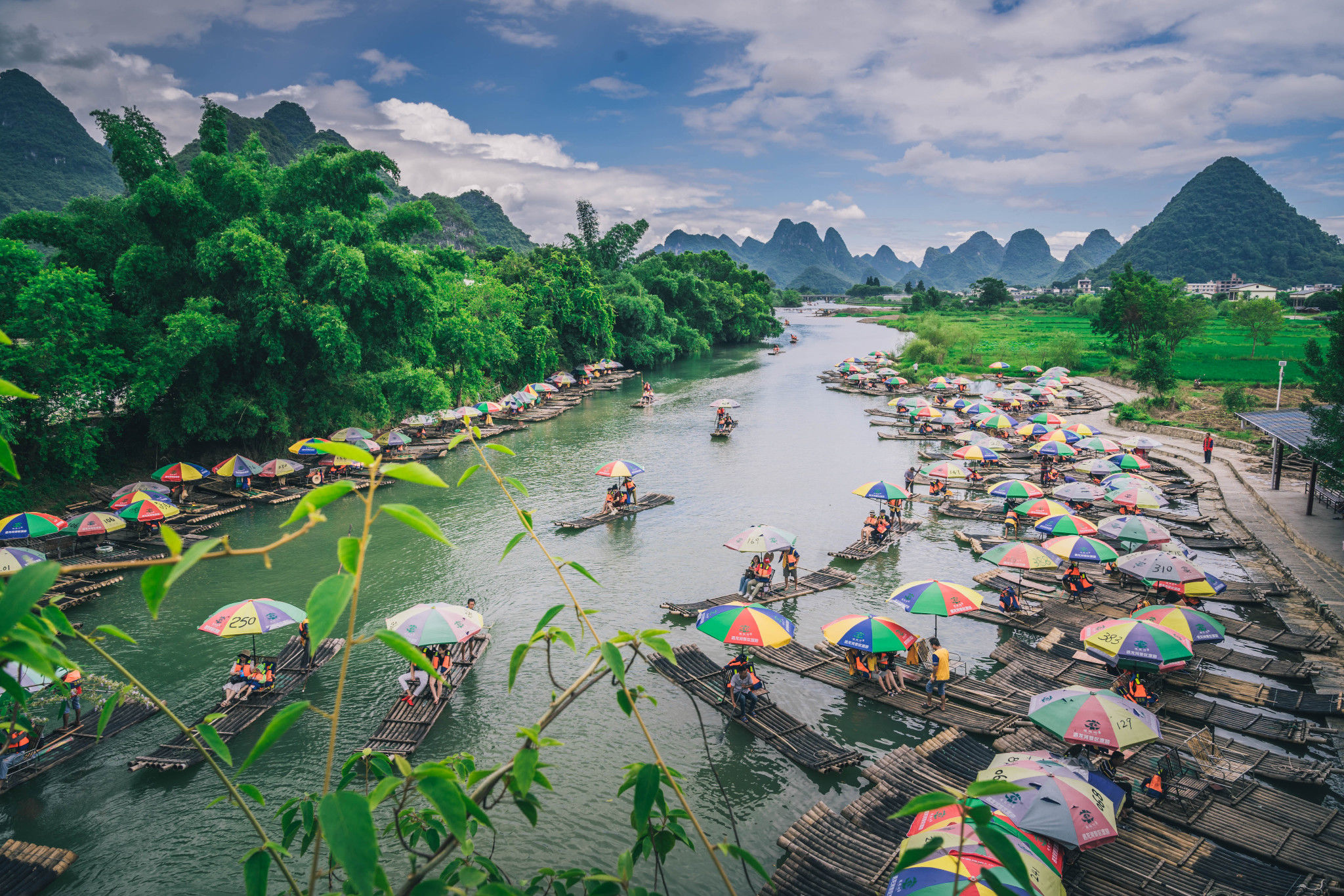 竹筏|风景水墨画，漓江阳朔美