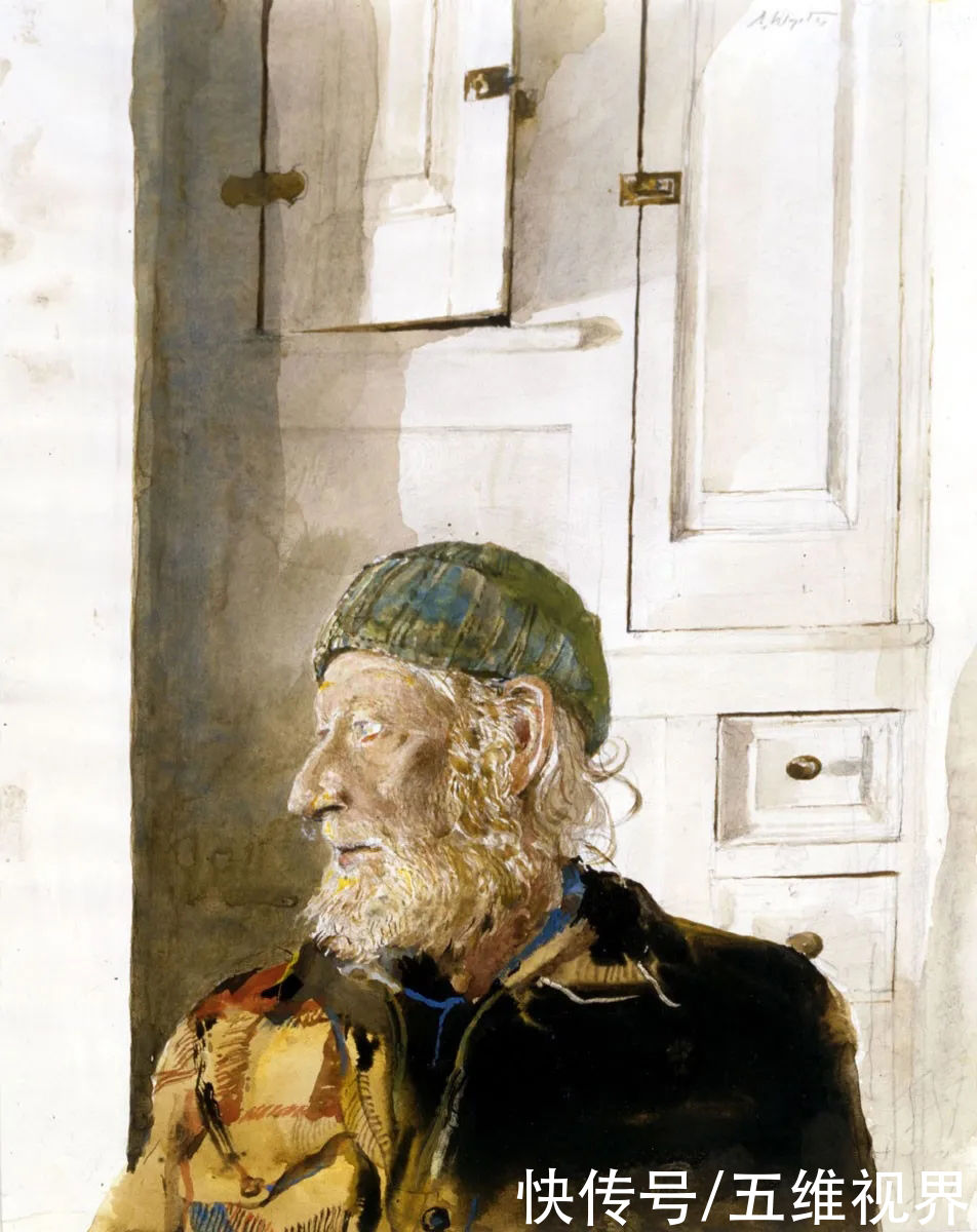 水彩|「名家作品」安德鲁·怀斯水彩侧面人像