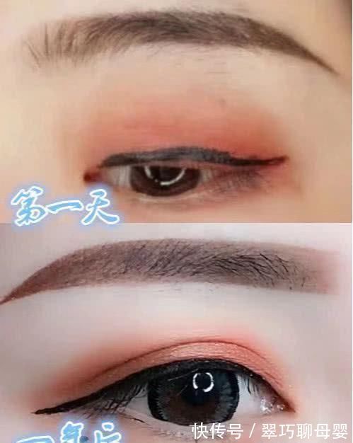 化妆|第一天化妆VS一年后,画眼线手一直在抖,网友交给时间来帮你