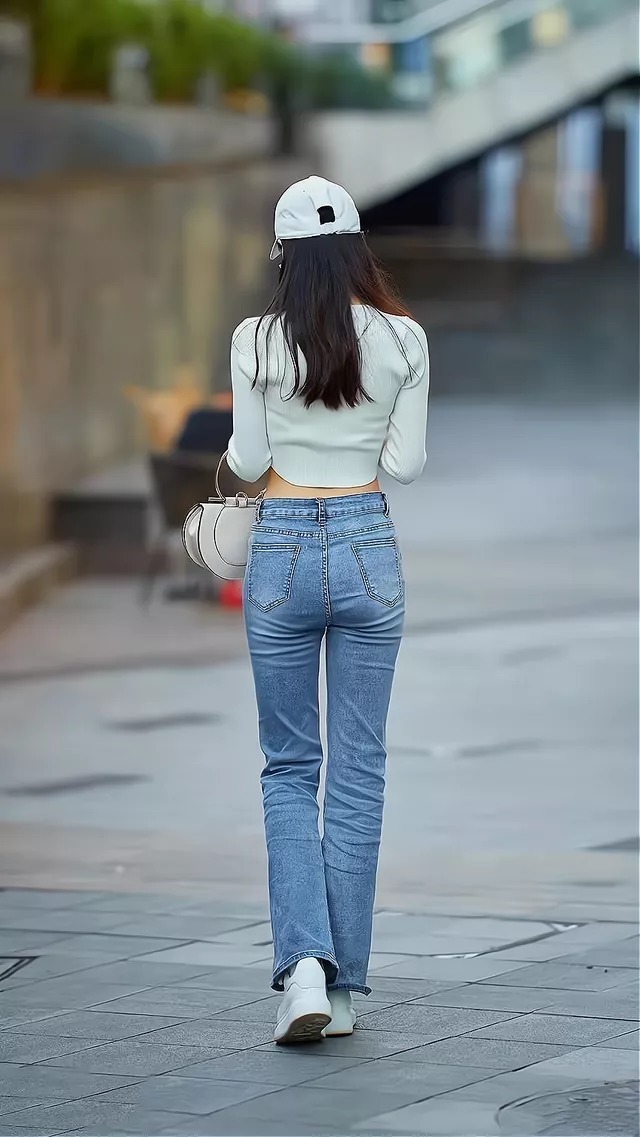 牛仔 牛仔喇叭裤没有过时,利用短装搭配这种穿法,时髦不说还显身材