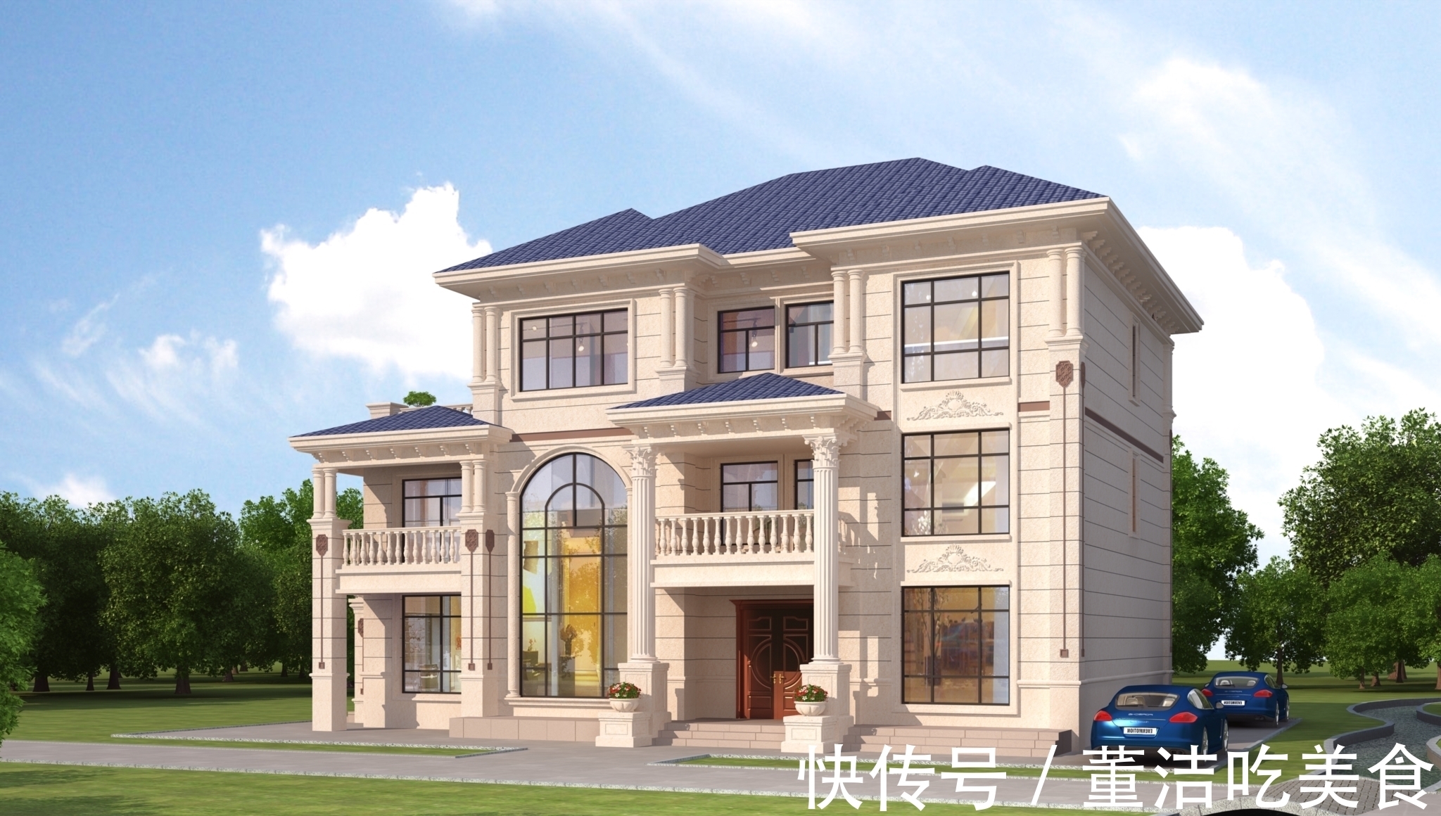 住宅|唯美简欧风住宅,占地220方带空中小花园