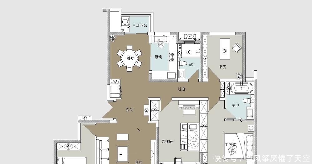 山水画|他家的中式风太好看了,入户玄关的圆形造型,很有中式意韵和品味