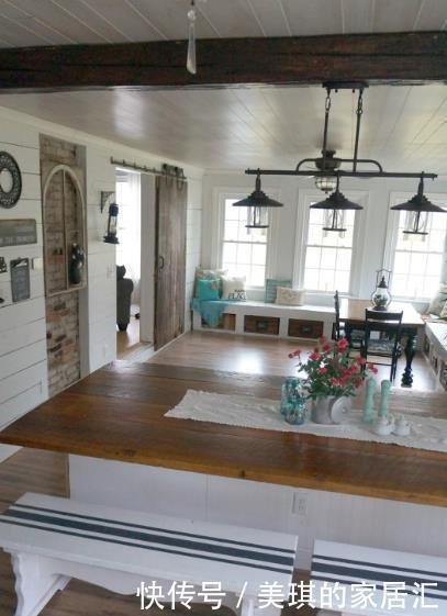 厨房|不要餐厅了,厨房的墙砸掉一半放块长木板,坐着吃饭也挺好的!