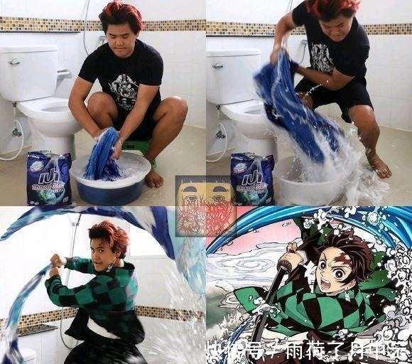 海带头|泰国小哥低成本COS《鬼灭之刃》,五毛装备玩出满分效果,绝了