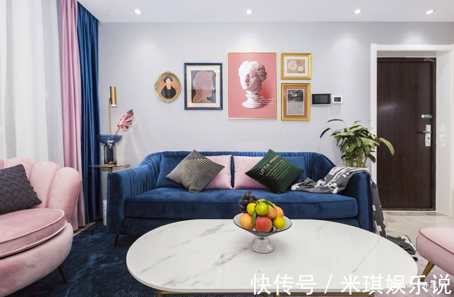 大理石|现代轻奢，蓝粉主色调搭配大理石，金属元素，深受现代人喜爱！