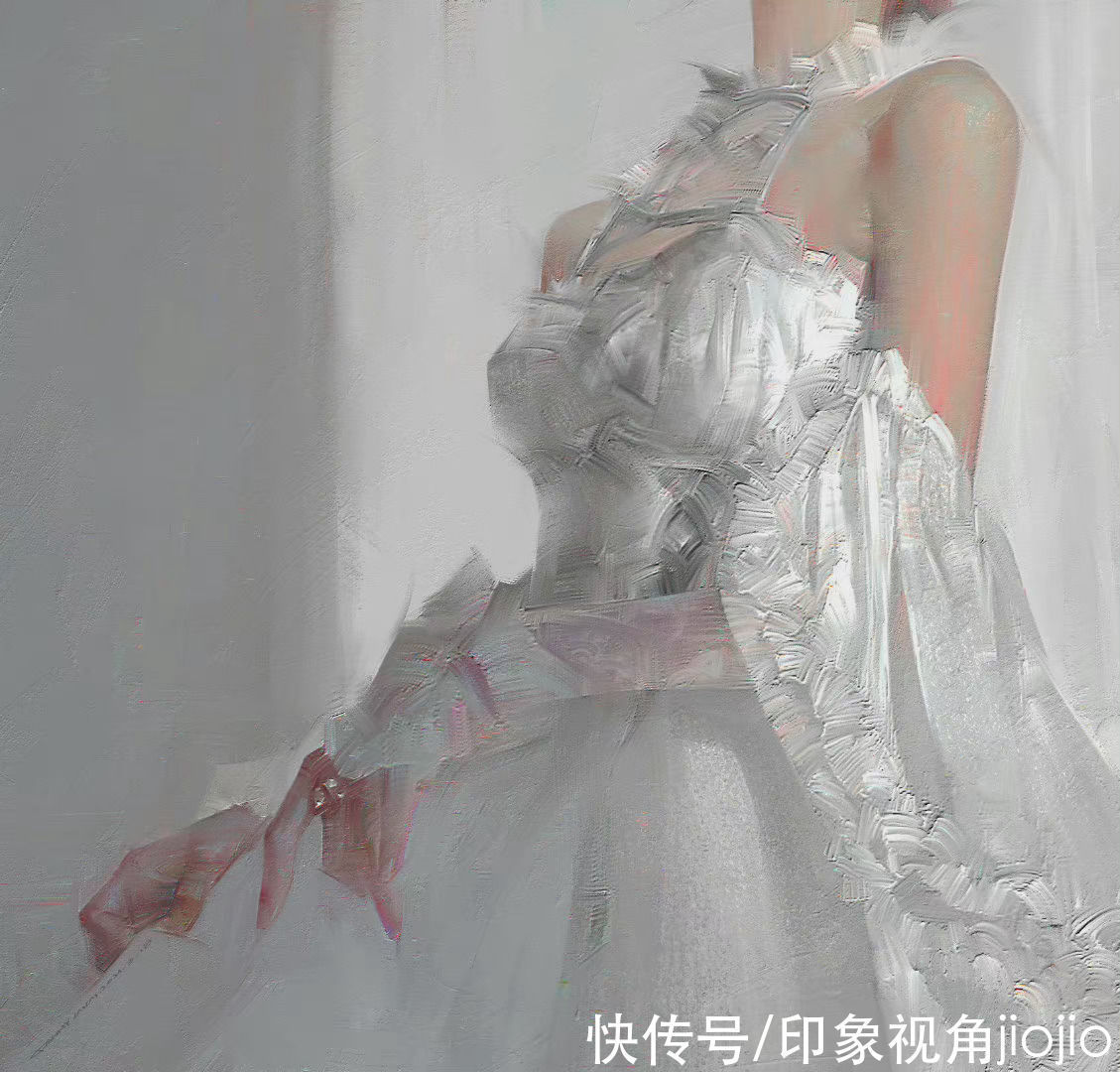 插画作品$高级油画质感的插画作品,笔下的白衣少女太梦幻了
