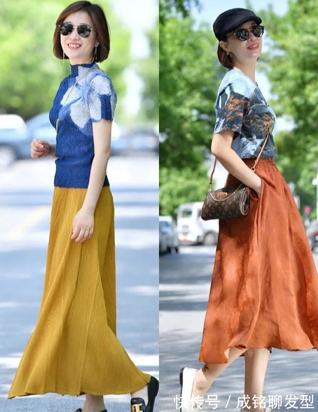 蕾丝|50岁女人别总穿长裤，试试减龄时尚的半身裙，美出优雅美得高级