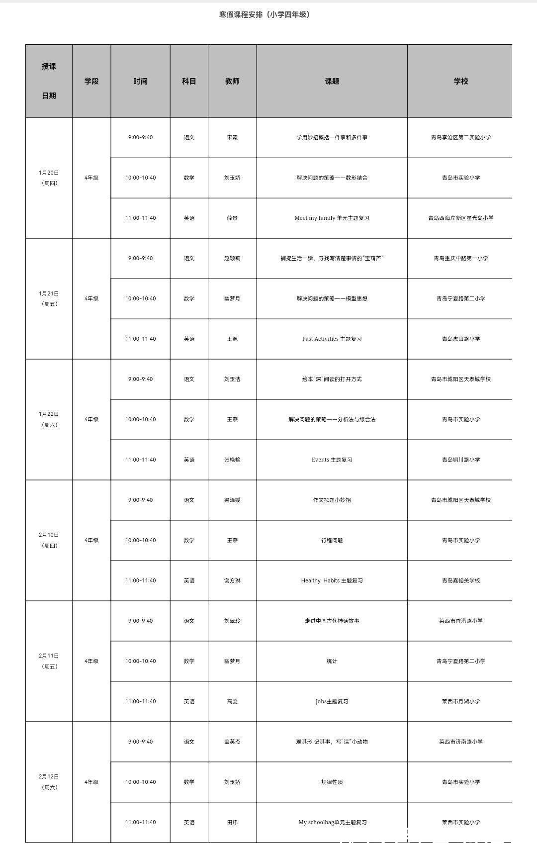 名师|青岛名师空中课堂1月20日开课 包含小初高学段课程