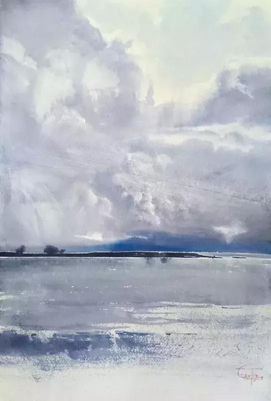 谢尔盖#彩云逐日:谢尔盖笔下的宁静、缥缈,通透与丰富的想象空间