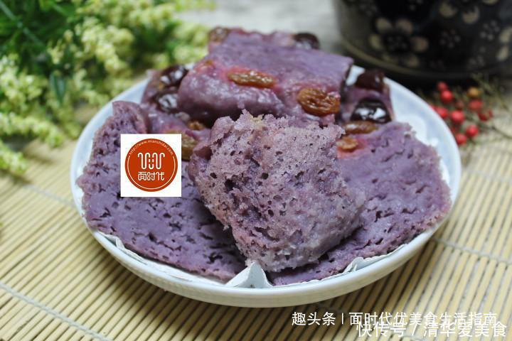 好吃|紫薯发糕最简单做法,筷子搅一搅,甜而不腻,出锅比蛋糕柔软好吃