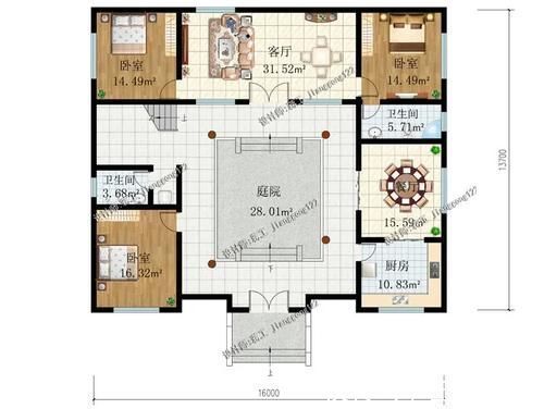 别墅|4款三合院农村别墅,第二款获得100万的点赞,实实在在建得起