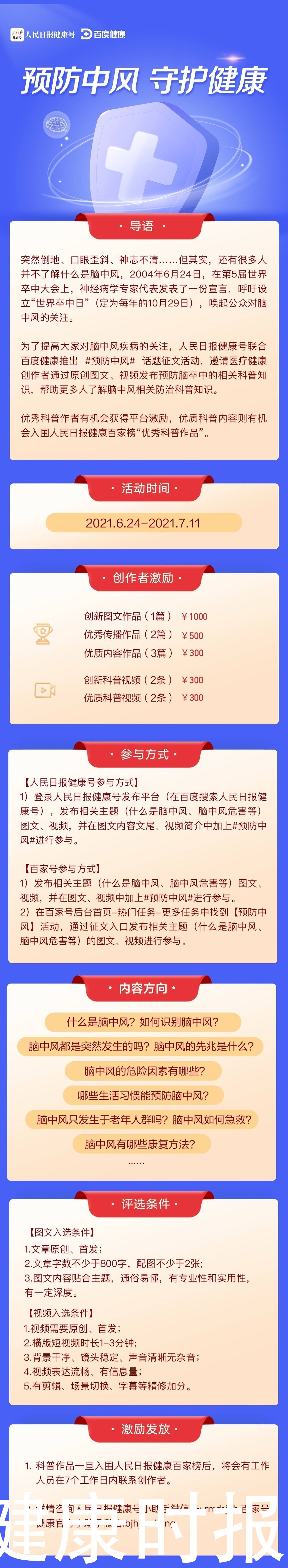 脑中风|科学预防脑中风，科普征文活动开启