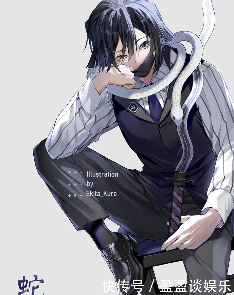 列车篇|画家绘出《鬼灭之刃》的同人图,全套西装革履,颜值达到顶峰