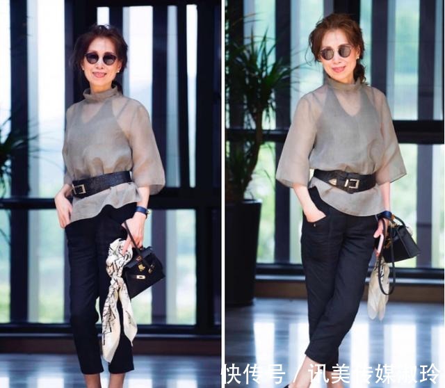 九分裤|这才是60岁该有的早秋穿搭！“衬衫+九分裤”，露出脚踝更时髦