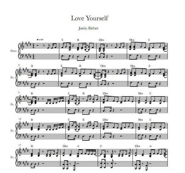 贾斯丁比伯《Love Yourself》简谱- 快资讯