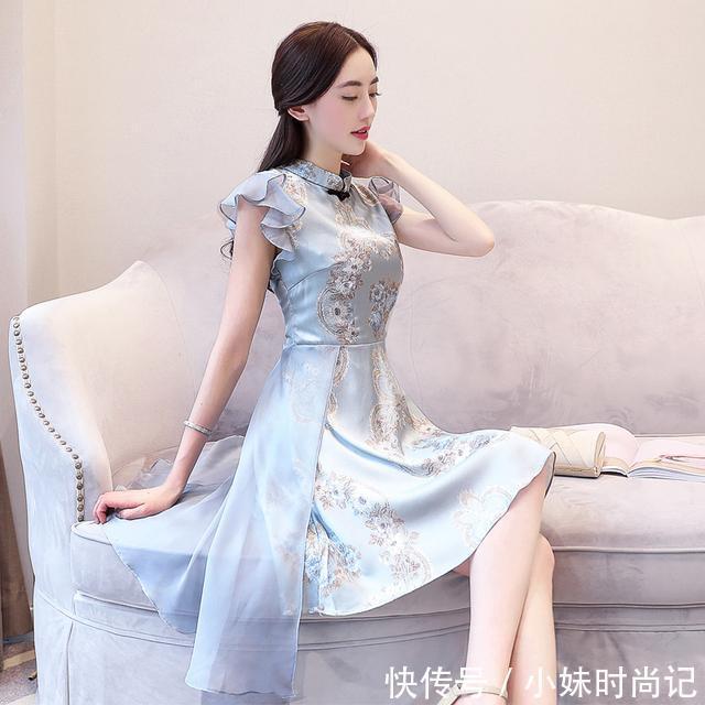 绣花 今年流行的改良版旗袍裙,不用担心老土!反之款款时尚甜美又气质