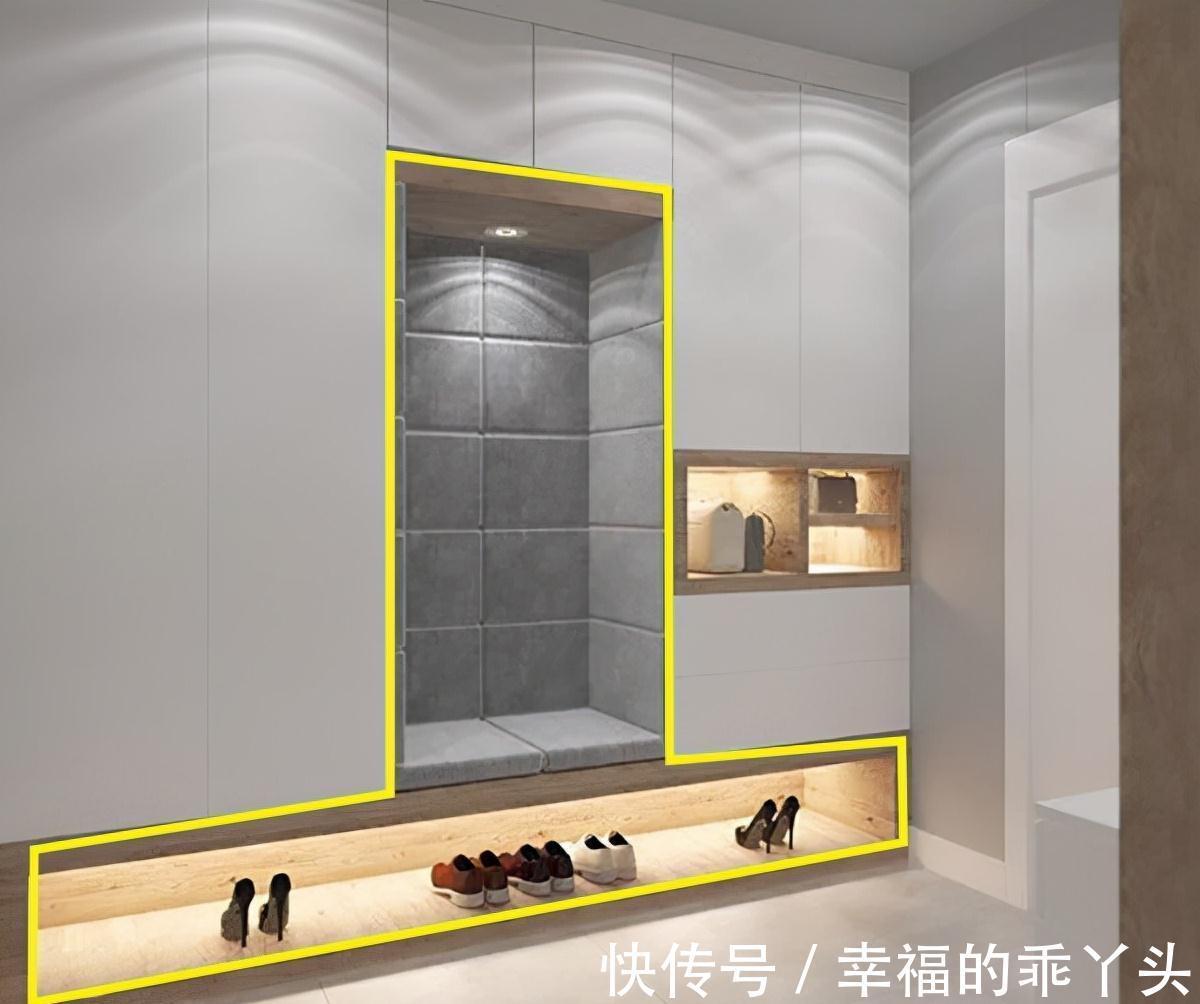小提示|玄关柜别乱装,柜体留空做T字型布局,堪比一个衣帽间,值得学习