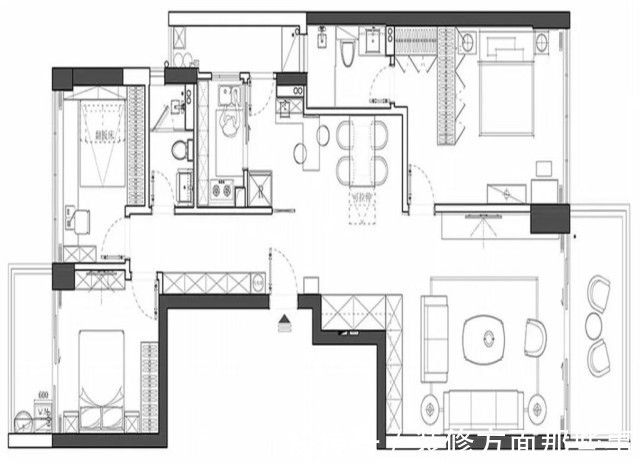 装修|134平现代简约风三居室,大理石的悬空电视柜装饰画很有特色