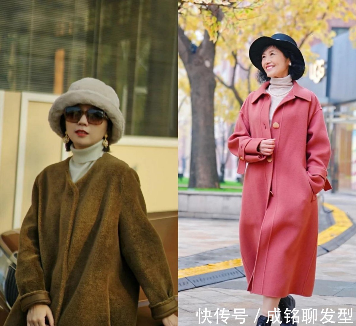 长大衣|这才是五六十岁的女人最美搭配:长大衣+高领衫,保暖显瘦显气质