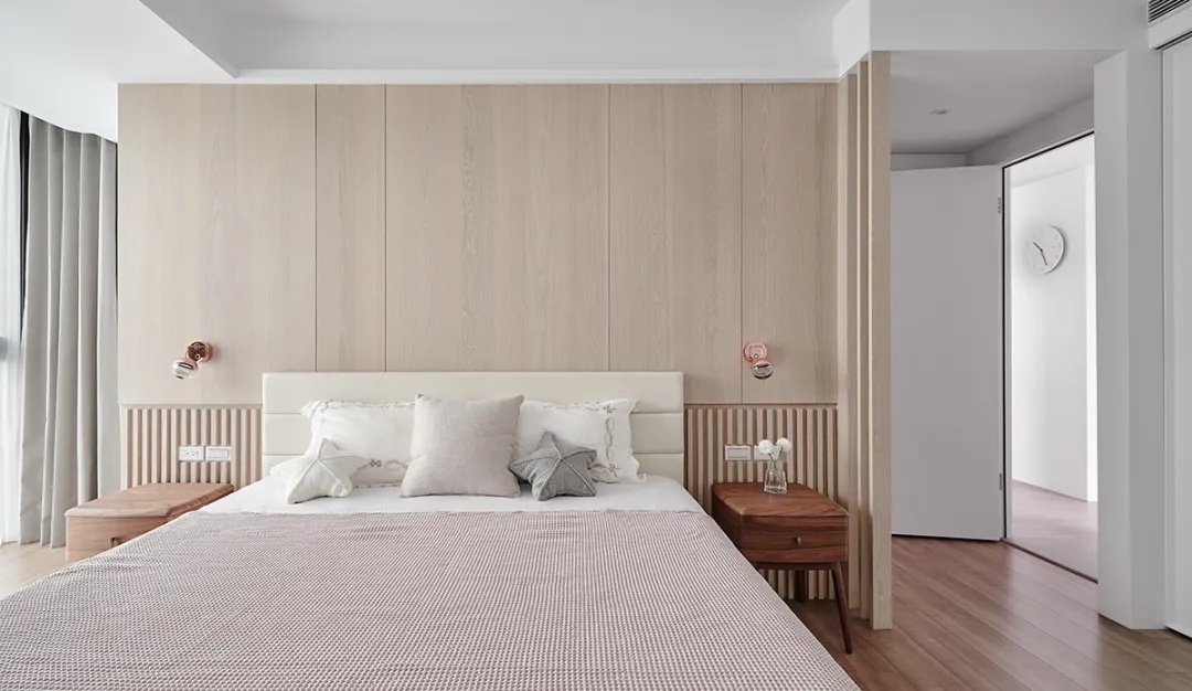 简约|大3房就爱原木风:甜嫩粉+雾灰蓝色调打造自然简约亲子宅