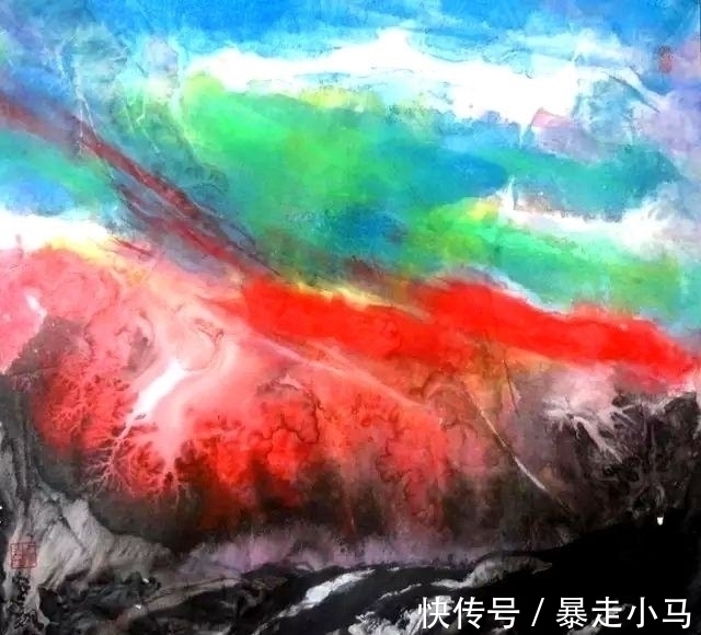 画法@赵寒翔不顾批评,搞国画创新,用涂鸦颠覆传统山石技法?